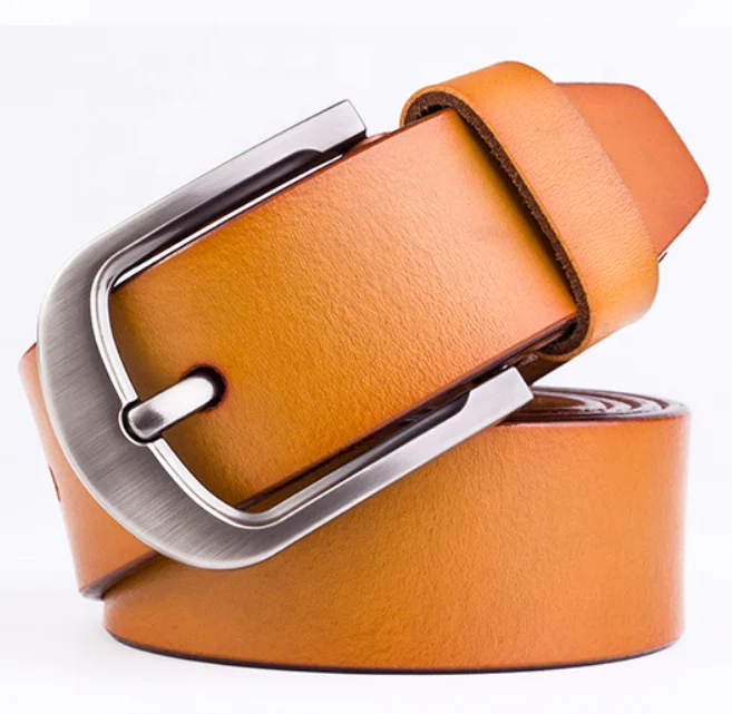 Brown Classic Customized Personal Italy Mexico Top Genuine Leather Men Women Belt With Pin Alloy buckle