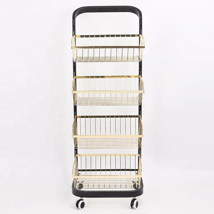 Fruit Basket for Kitchen Stackable Fruit and Vegetable Storage Cart, Wire Storage Basket with Wheels