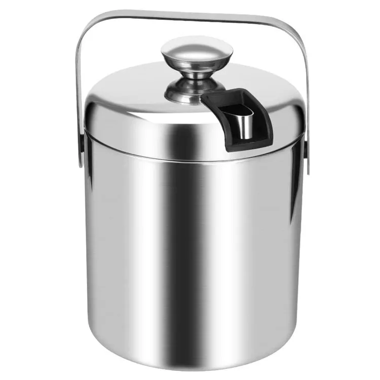 
Double Wall Insulated Metal Stainless Steel Ice Bucket with Tongs 