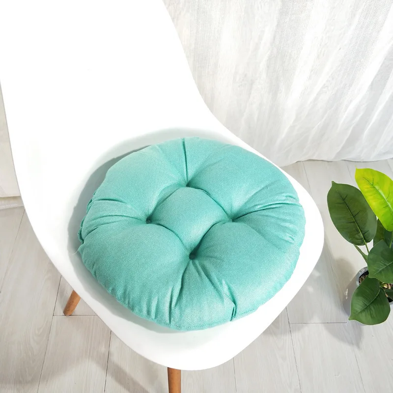 Solid Color Sofa Indoor Round Chair Cushions Pillow Linen Chair Seat Cushion Pillow For Office Chair