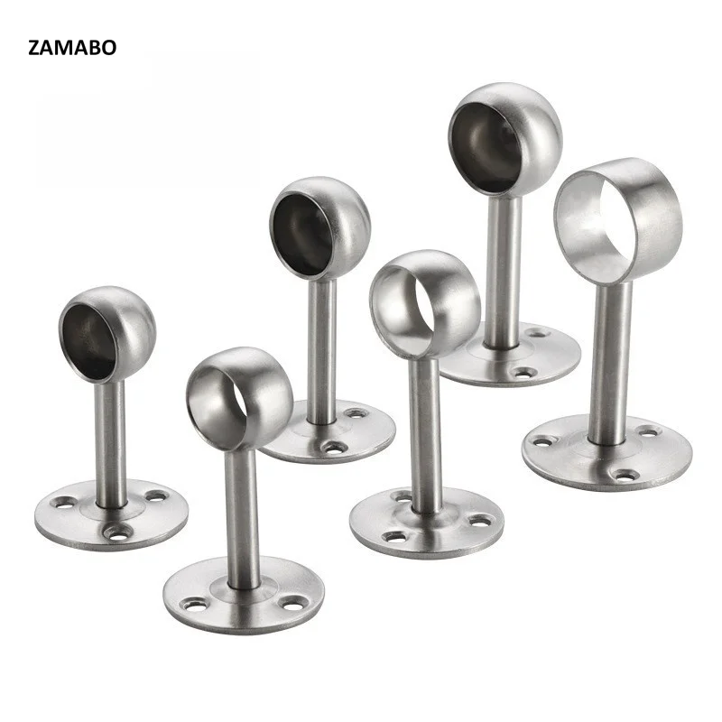 Thickened Stainless Steel Half-through Flange for Connects Clothes Rod 25mm Hole Wardrobe Pipe Bracket