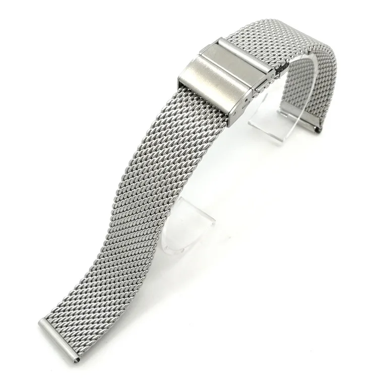 Black/Silver/Rose/ Gold 18mm/20mm/22mm Watch Band Mesh Stainless Steel Strap Fold Over Clasp Watches Replacement Bracelet