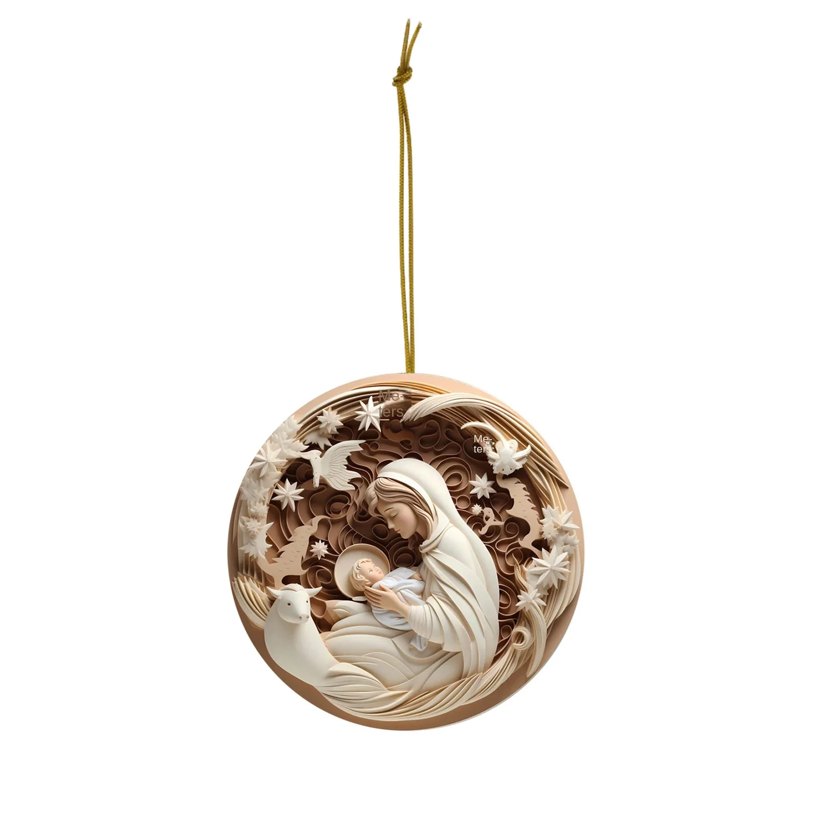 2024 Cross-Border New Christmas Jesus Car Pendant Acrylic Stereo Vision Jesus Birth Blessing Card Pendant Christmas Decorations