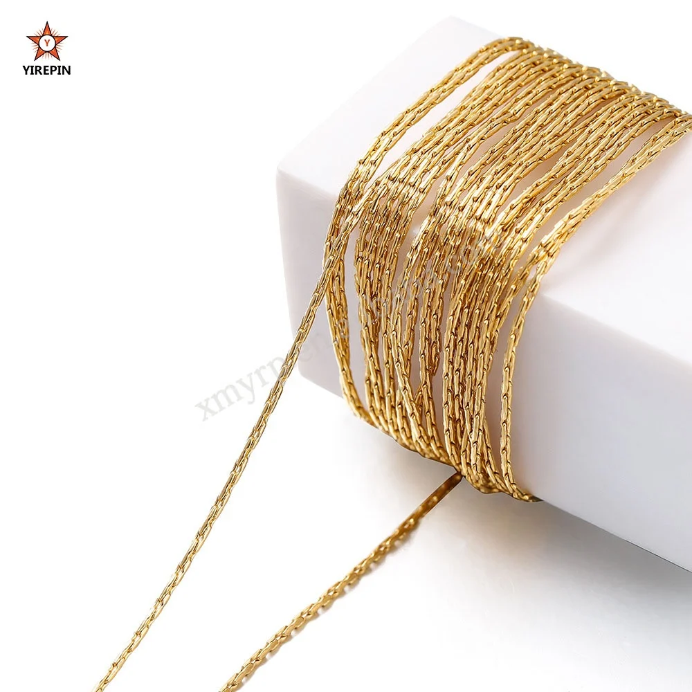 Wholesale custom stainless steel 18k gold-plated hammer patterned chain loose chain DIY permanent jewelry chain