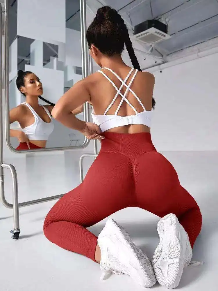 Ribbed Push up yoga leggings Women Gym Fitness Wear Acid Wash Leggings Sportswear Workout Clothes Yoga Pants Scrunch Butt Tights