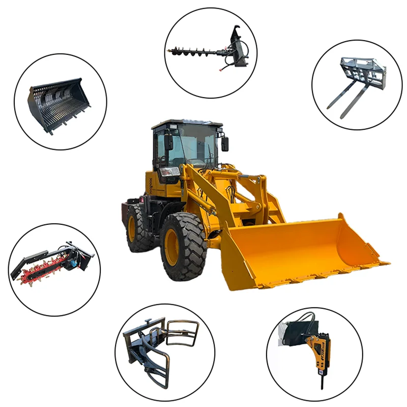 Diesel Wheel Loaders With Various Accessories Are Front-End Loaders For Construction Projects