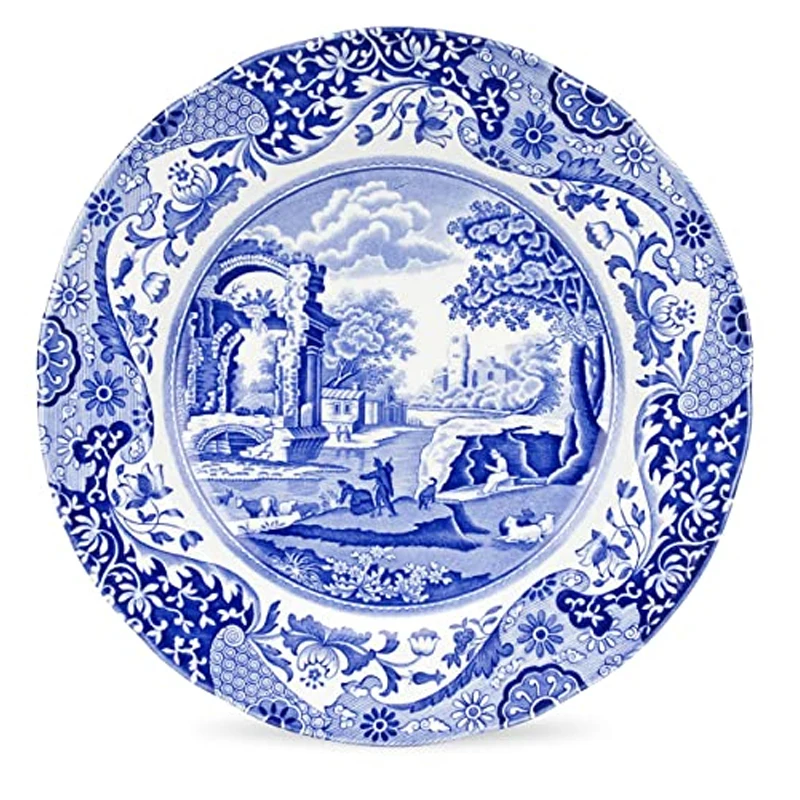 Chinese Ceramic White and Blue Dish Antique China Plate Dinner Dinnerware