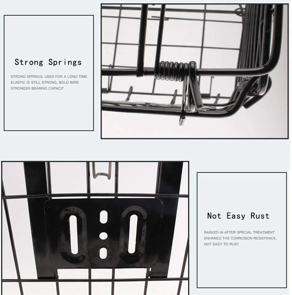 
Rust Proof Removable Bike Wire Basket with Handles Easy Installation on Front Handlebar Folding Bike Front Basket 
