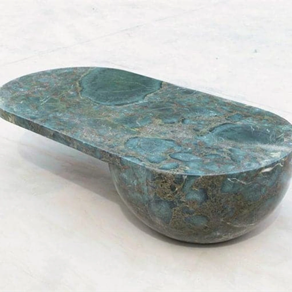 Мраморный журнальный столик овальной формы в скандинавском стиле зеленый современный мраморный журнальный столик