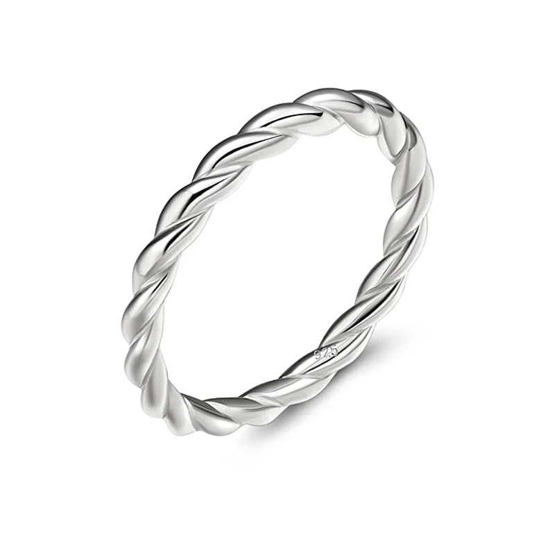 Wholesale Fine Jewelry ROXI Gift Cz Simple Hoop Couple Rings Sterling Silver Ring