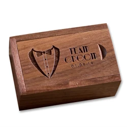 Pan Wooden Gift Box Package Box wedding gift for men custom engrave logo walnut cufflinks boxes