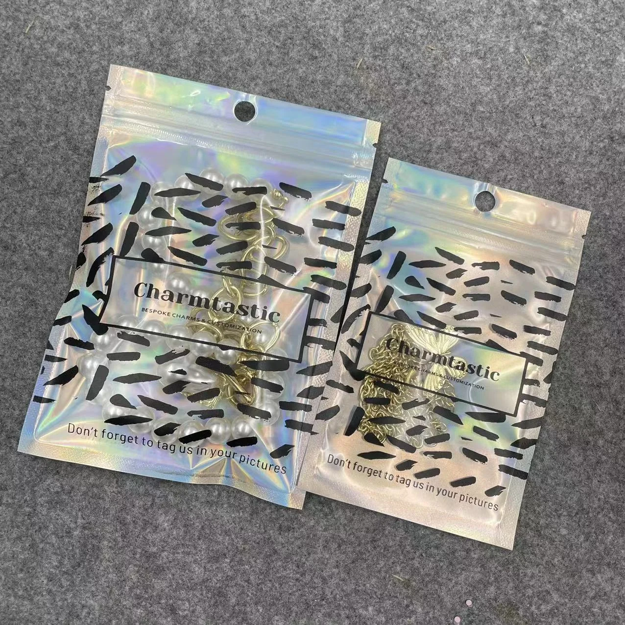 Wholesale Translucent Zip Lock Resealable Cosmetic Eyelashes Storage Bag Pouch Holographic Laser Packaging Bags