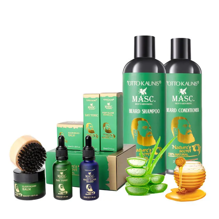 Factory Price OEM Professional Organic Beard Growth Oil Beard Care Kits with Beard Wash and Conditioner