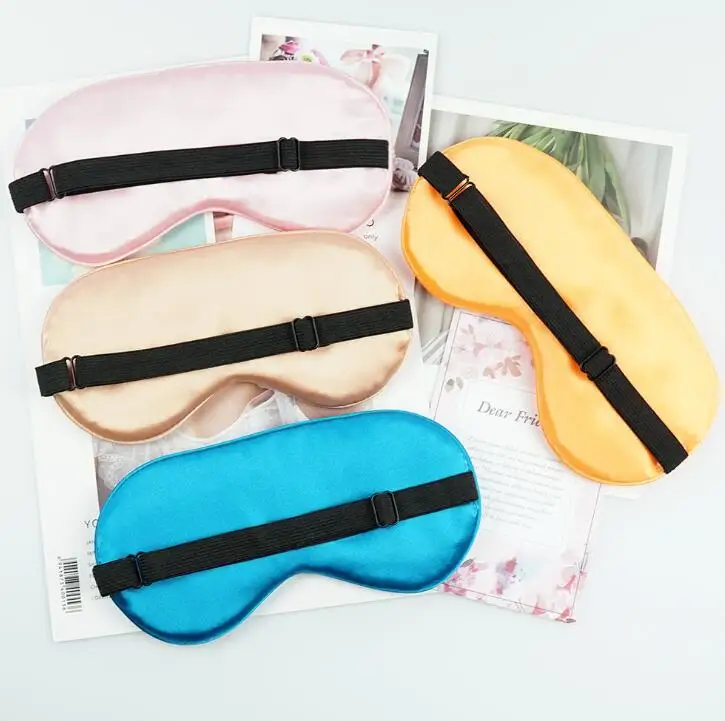 Wholesale Adjustable custom texts on satin material sleep eye mask Travel Sleep Eye Mask