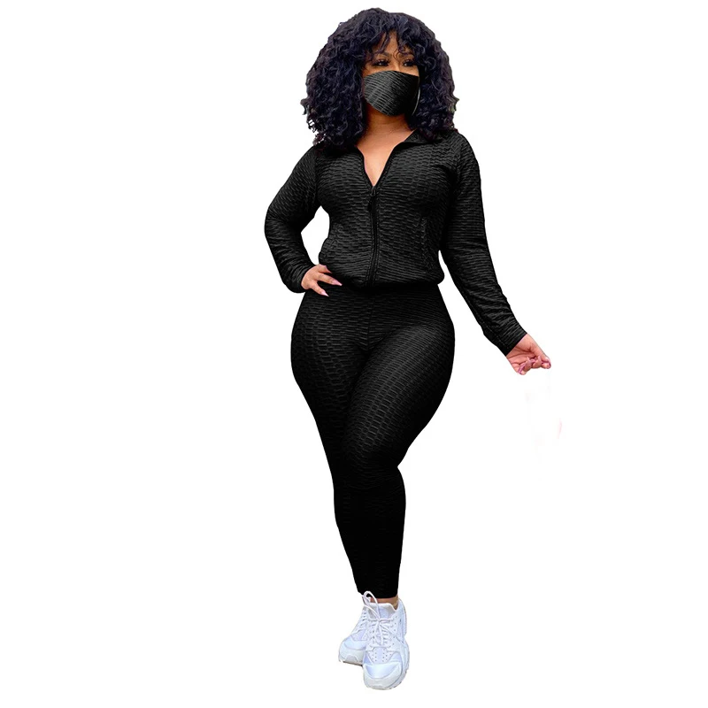 
mouth-muffle yoga pants suit fitness jogger sweatsuit sets for women two piece 