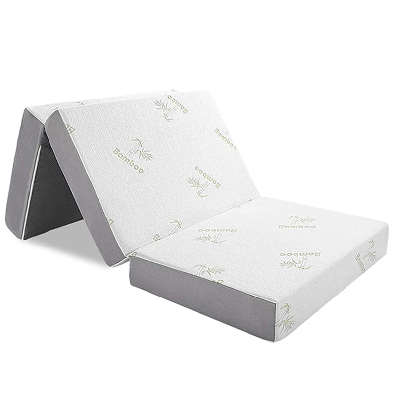 Hot sale  6 Inch Memory Foam Trifold Mattress Folding Guest Mattress With Bamboo Cover