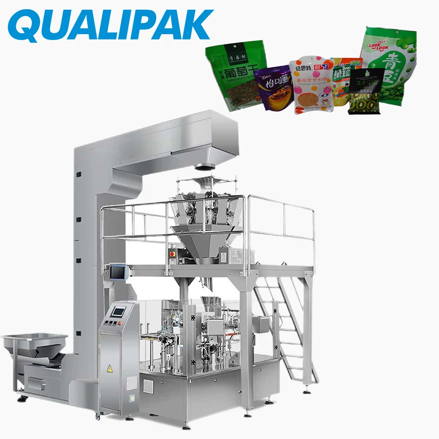 Qualipak Automatic vertical doypack pouch banana potato apple chips packing machine