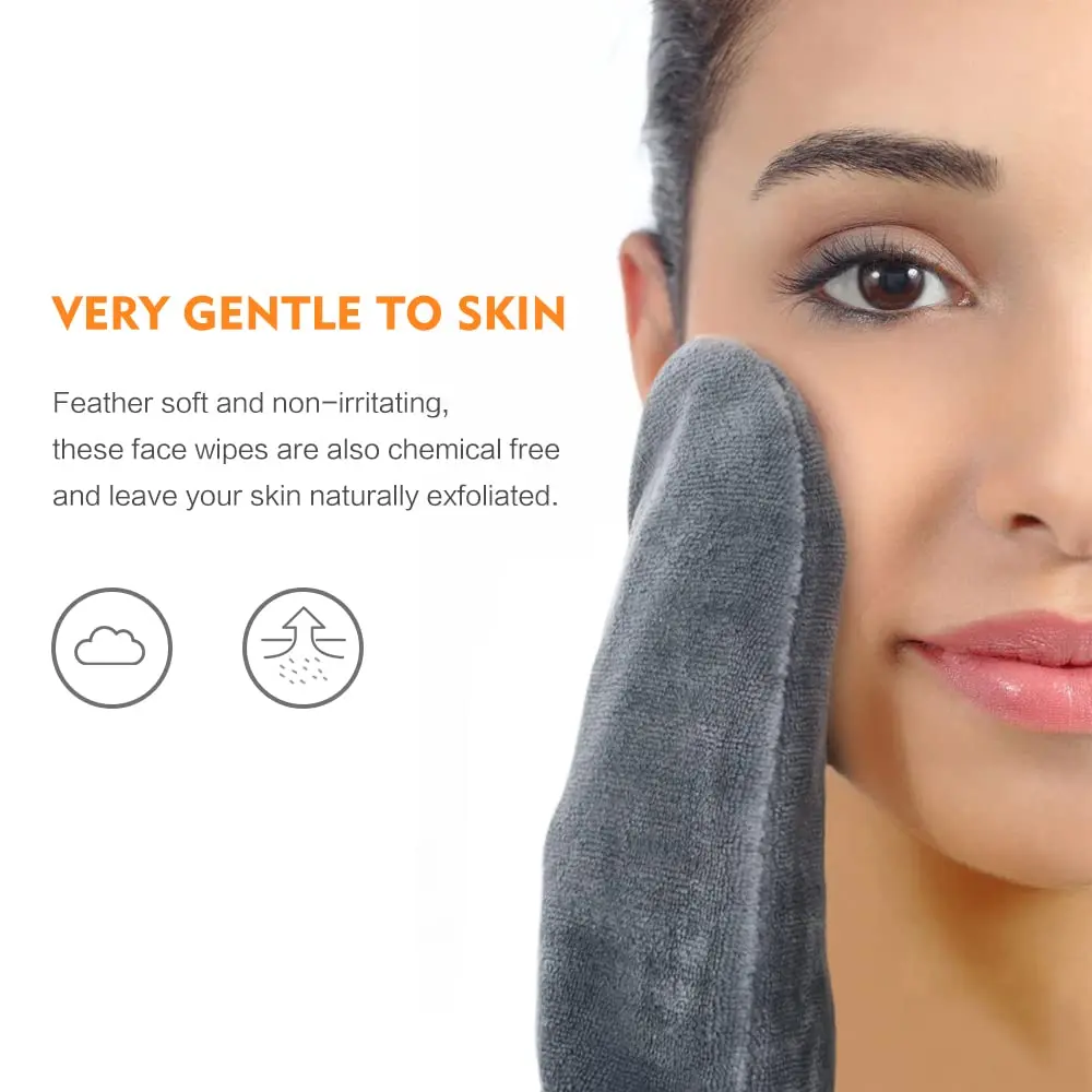 YSD Microfiber Glove Face Soft & Reusable 13 cm x 20 cm Pack of Grey Wash Cloth Terry Cloth Washable Make-Up Glove