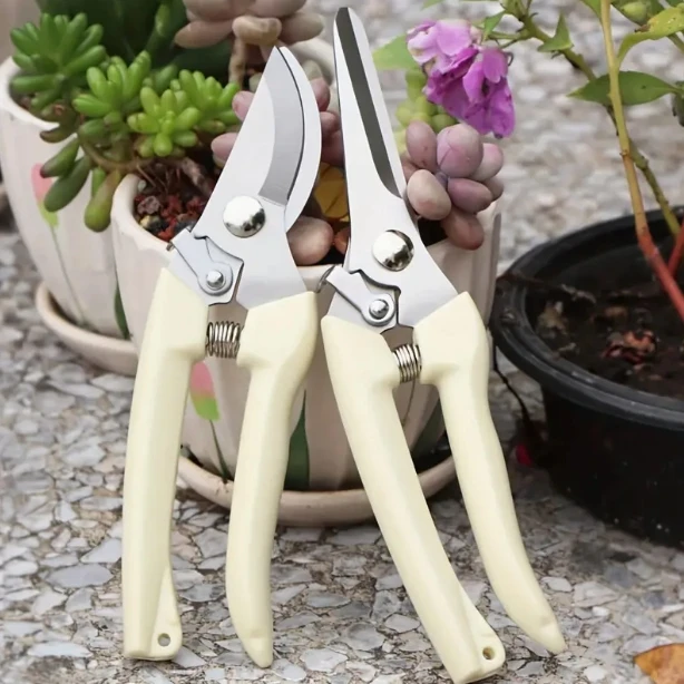 2pcs/set Garden Pruning Shears Set Sharp Blades For Cutting Flowers, Trimming Plants, Bonsai & Fruits Picking