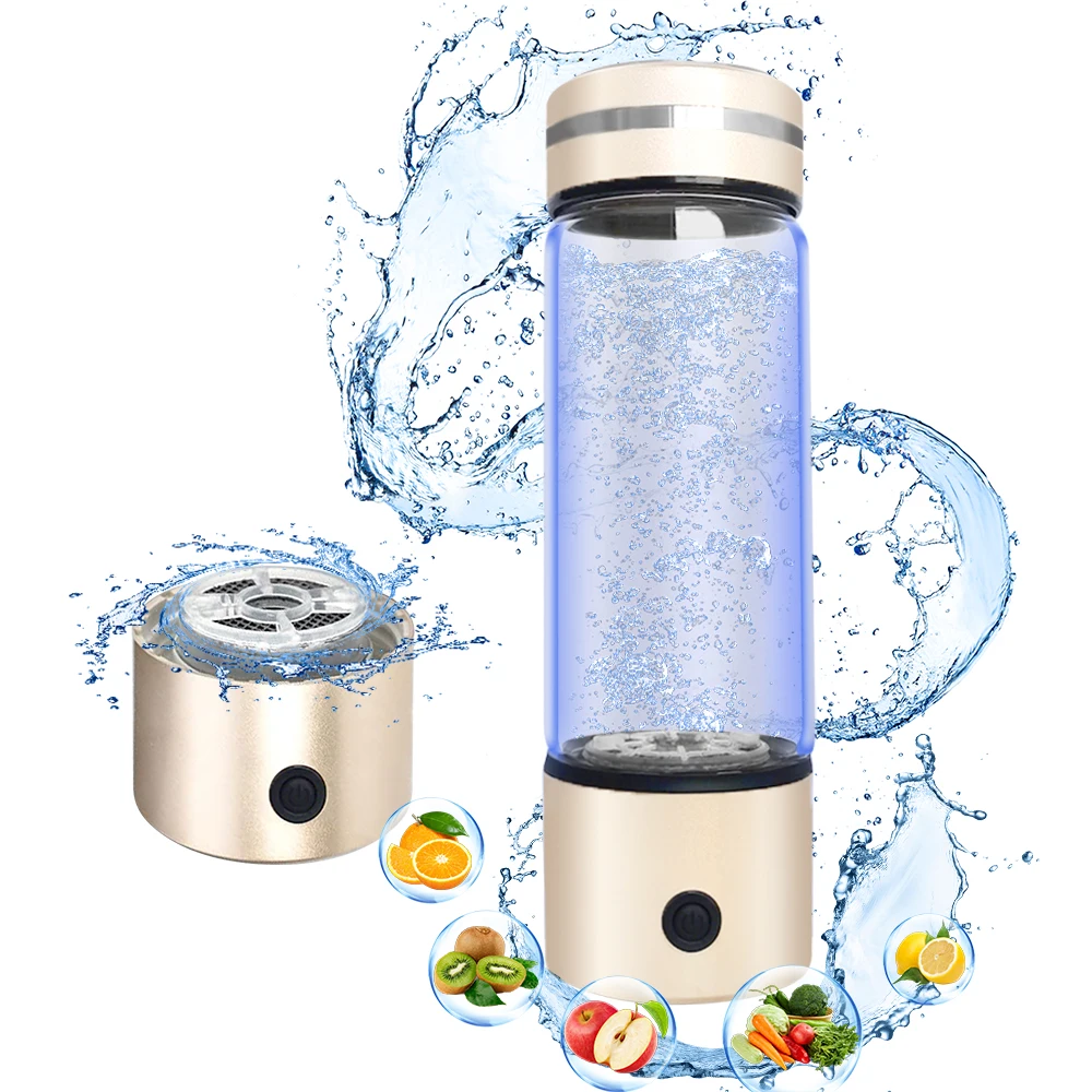 2024 New Design SPE Hydrogen Bottle Water 330ml Glass Hydrogen Water Cup Cawolo Rich Hydrogen Water Bottle Generator Machine