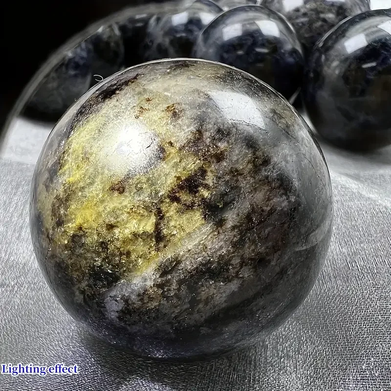 Fanshi Natural Crystal Cordierite Blue Apatite Symbiosis Stone Polished Crystal Ball Unique Home Decor Happiness Perfect