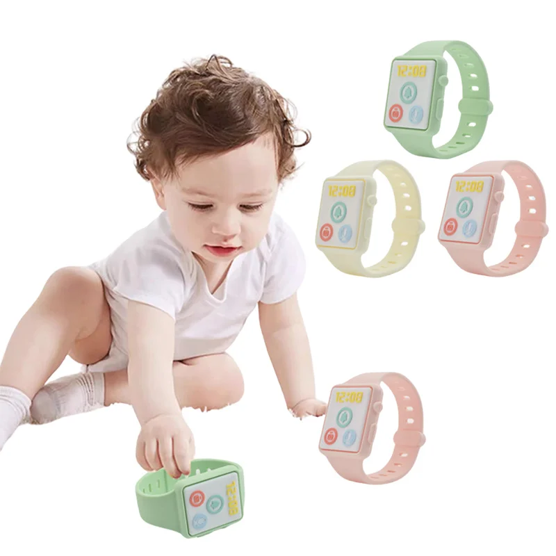 Baby Food Grade Silicone Bracelet Teeth Smart Watch for Children Anti-bite Hand Toy Sensory Toy 0-12 Months Rattles Baby Teether