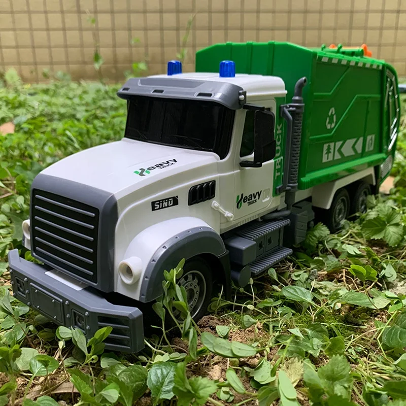 1/12 Sanitary car with Trash Bin RC Garbage Truck Toys Eco-car Toy Set Lights sound Rechargeable