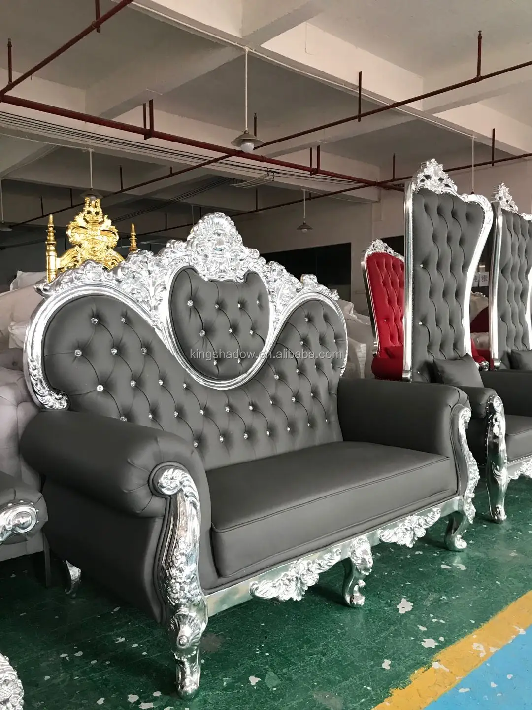 Royal waiting sofa leather waiting salon sofa nail salon reception sofa