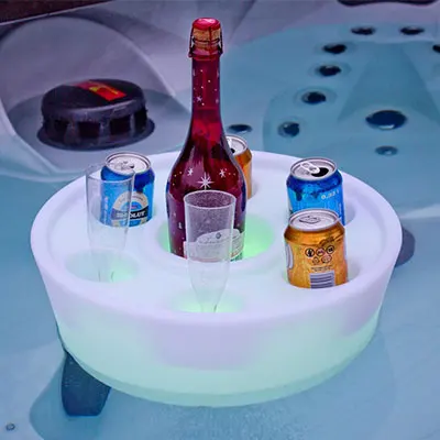 IP68 Swimming Pool Waterproof Led Serving Tray Pool Led Wine Tray White Plastic Cocktail Wine LED Ice Buckrt
