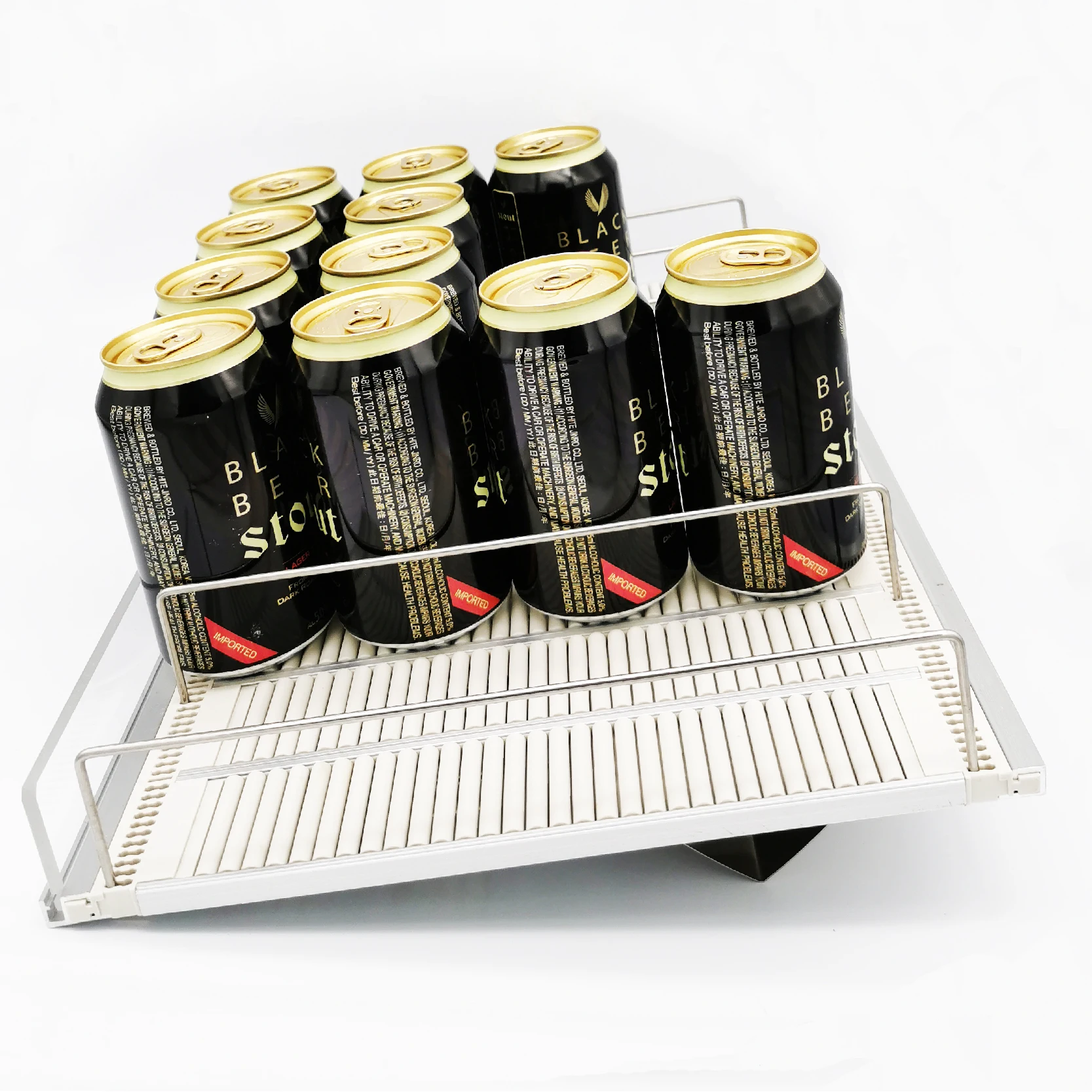 Spring Loaded Canned Drink Shelf Pusher