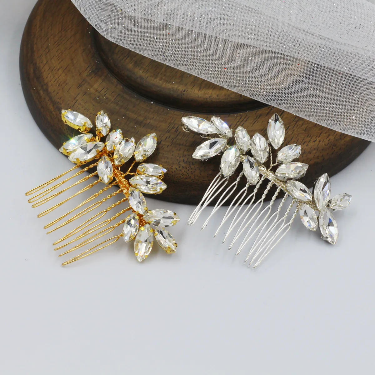 Новое поступление 2022, свадебная расческа для волос «конский глаз» со стразами, свадебные аксессуары для волос оптом для женщин