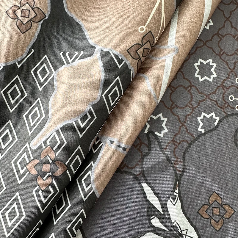 Custom Low Moq Silky Satin Chiffon Abstract Pattern Fabric medium Weight 84gsm Wedding Material , hair scrunchy, turban fabric