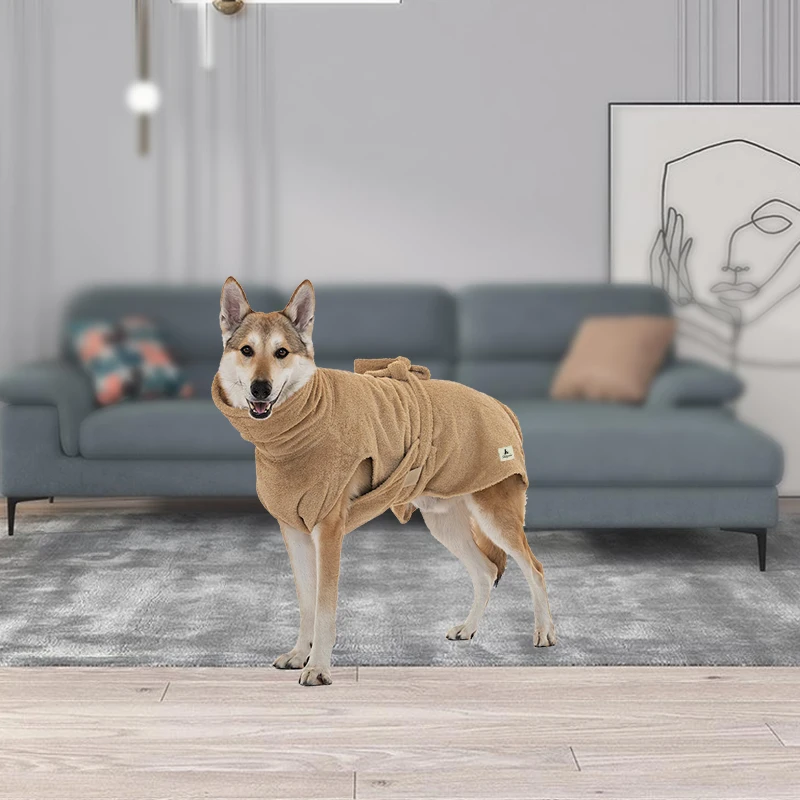 Wholesale Custom Machine Washable Large Luxury Designer Super Absorbent Soft Drying Coat Pet Dog Bathrobe Clothes