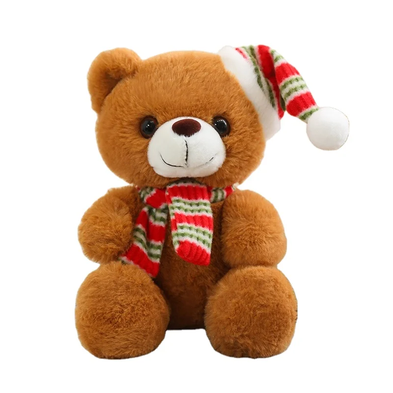 Custom Popular 20cm Small Plush Christmas Teddy Bear Soft Toy For Christmas Gifts  Factory Custom