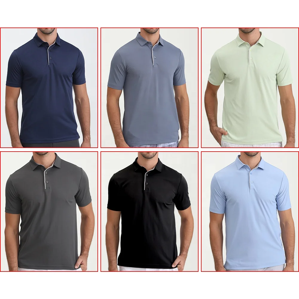 Super September Custom Your Own Brand Men Slim fit Solid Color Plain Sports Elastic Dry Fit ice Pique Golf T Shirts Polo Shirts