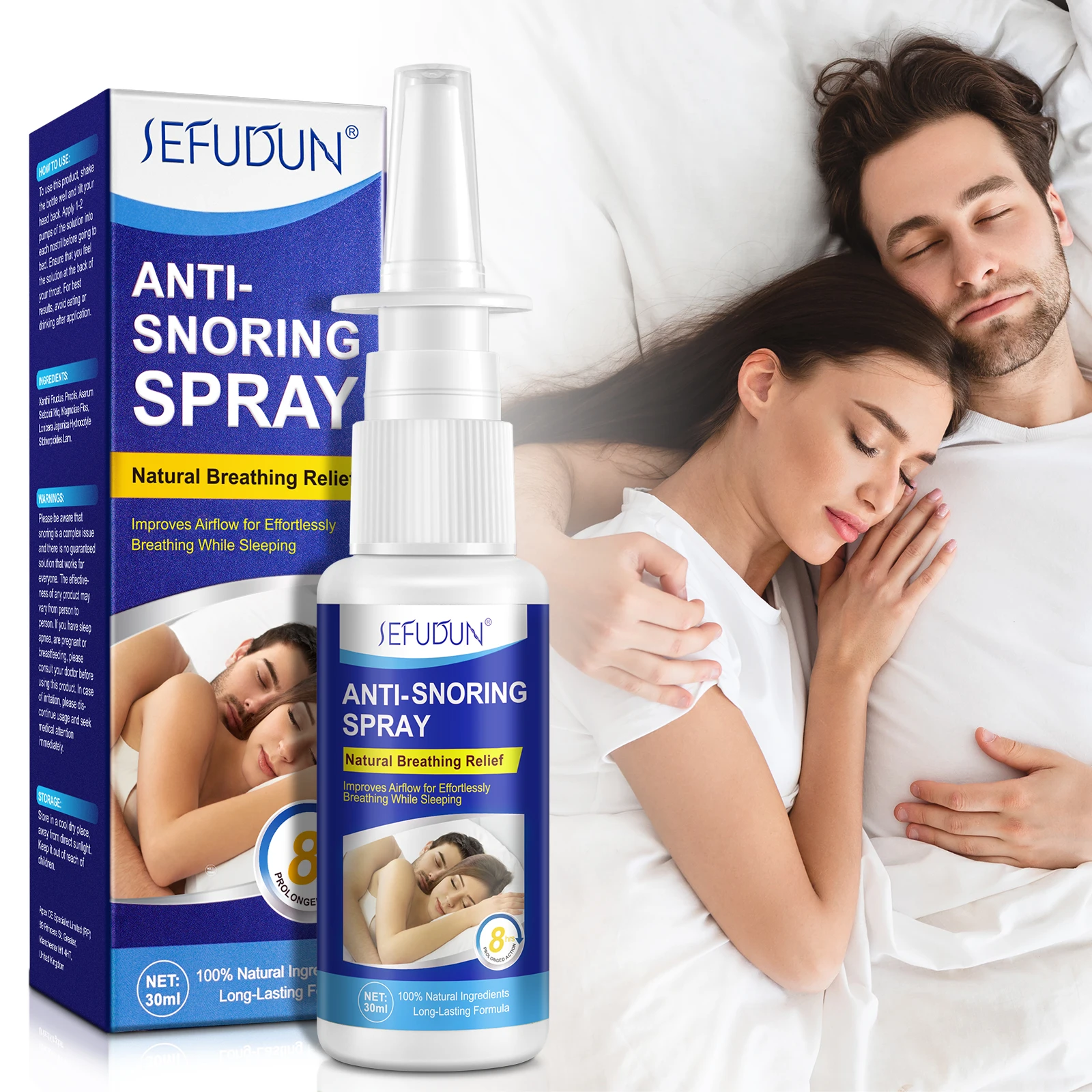 SEFUDUN elevates sleep quality natural breathing relief custom chinese herbs medical anti snore nasal spray 30ml,spray nasal