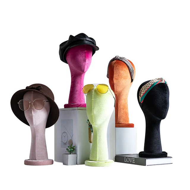 Head Hat Holder Headband Display velvet head Mannequin Heads With Base For Wig Display Rack