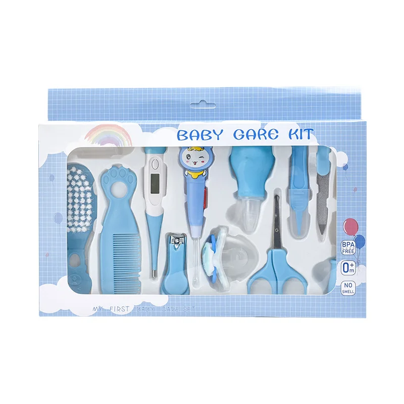 12 PCS High Quality Safety New Born Baby Products Nasal Aspirator Thermometer Grooming And Health Care Kit