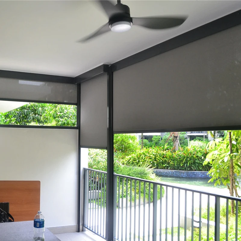 Popular Motorized Remote Sun Shade zip track windproof roller blind with side tracks for windows
