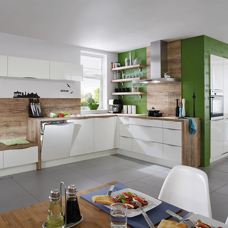 White Melamine Mfc Mdf Pantry Cupboard Kitchen Cabinet Set