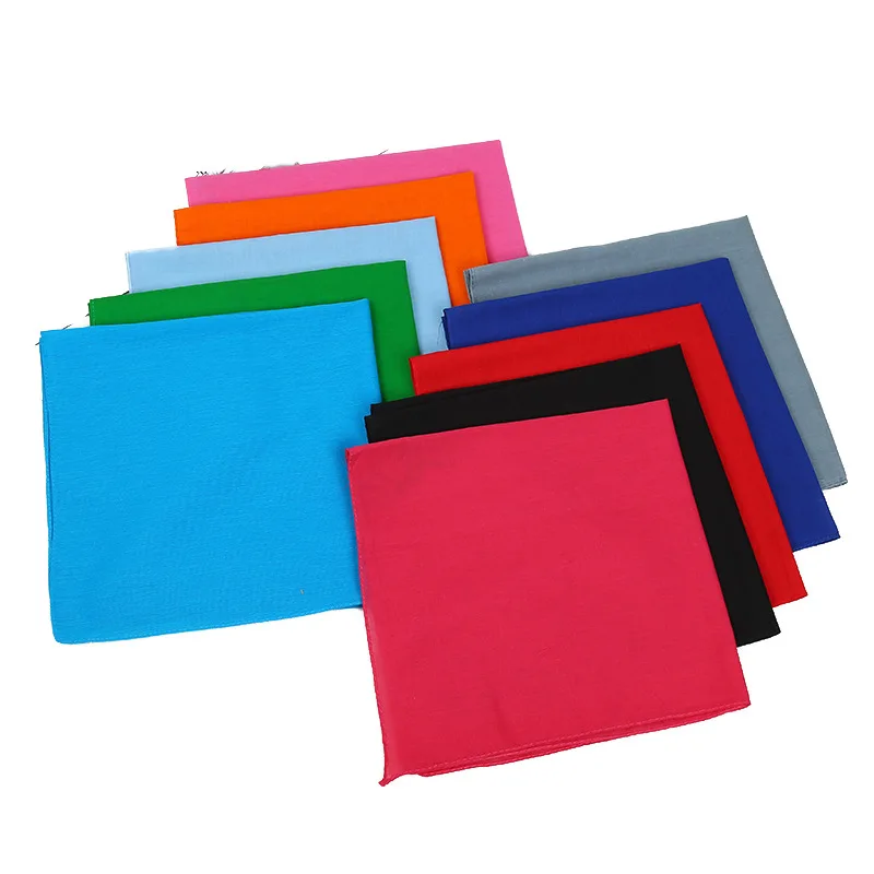 Alibab com woge factory 54*54cm elgent muffler headwrap neckheadband ladies men plain solid square headscarf cotton bandana