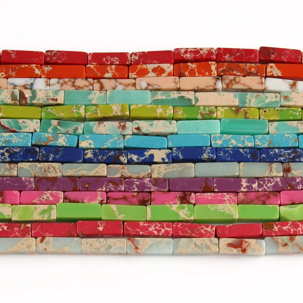 4*13mm Natural Emperor Stone Rectangle Shape Beads Natural sea sediment gemstone Geometry Spacer beads for jewelry makings