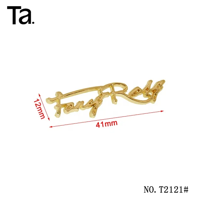 TANAI Custom Engraved Hollow Letters Handbag logo Metal Plate Labels Tag for Clothing