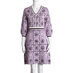 Chinese manufacturers Pink V-neck short-sleeved geometric pattern dress