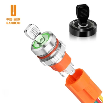16A 250V ON-OFF Slide Power High Current Metal Toggle Switch Waterproof Push Button 2 Positions 1NO1NC Illuminated Led