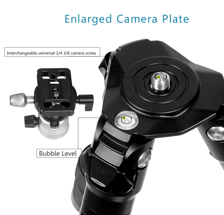 Lightweight Heavy Duty DSLR Camera Carbon Fiber Tripod with Ball Head Quick Release Plate Stand