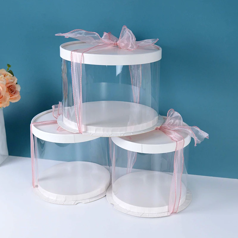 white flower lunch cheese transparent cake and flowers packaging box 14 inch supplier bakery