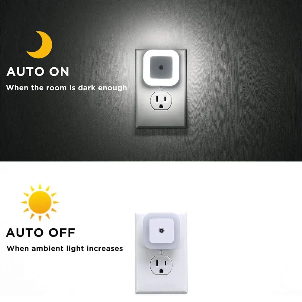 LED Night Light Lamp with Automatic Dusk to Dawn Sensor Night Light EU/US plug