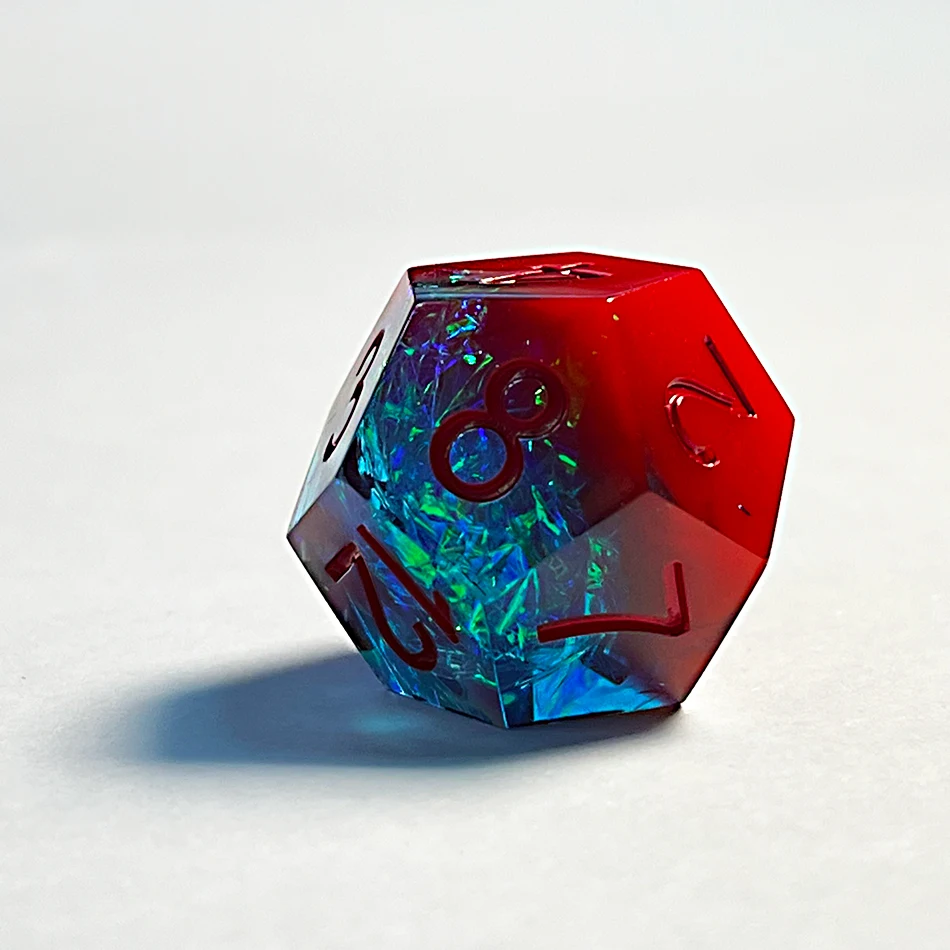 Superman color matching -- handmade red resin sharp edge dice dnd --RPG games