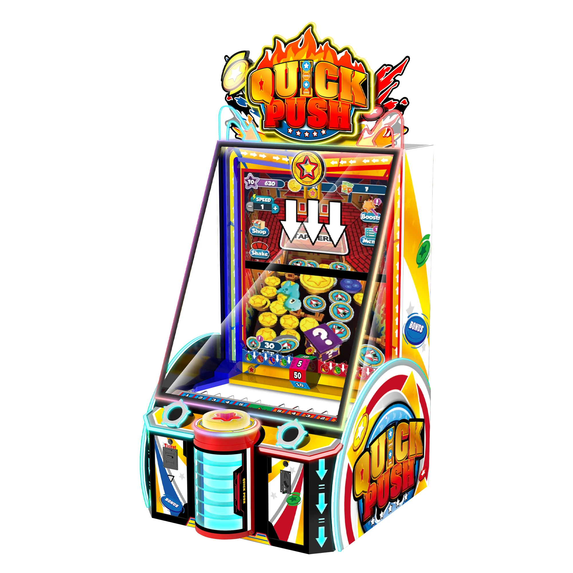 Sunflower Quick Push Toys City Game Machine Coin Operated Game Coin Pusher Machine Crazy Lottery Ticket Prize Kids Game Machine